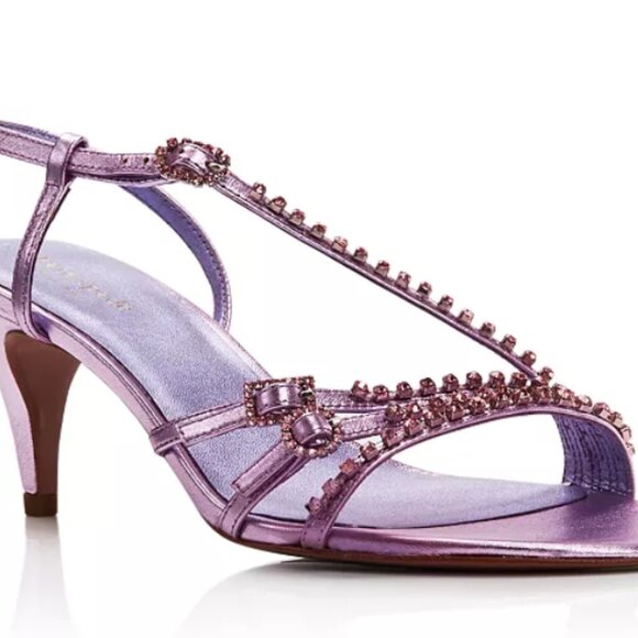 Kate Spade Makenna Crystal Sandals New Size 10M Metallic Pink Purple Leather - Picture 13 of 15